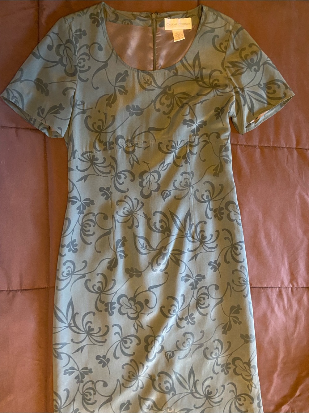 Casual Corner Olive Green and Gray Sheath Dress